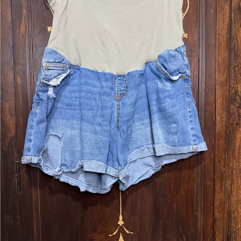 Maternity Indigo Blue Casual Jean Shorts